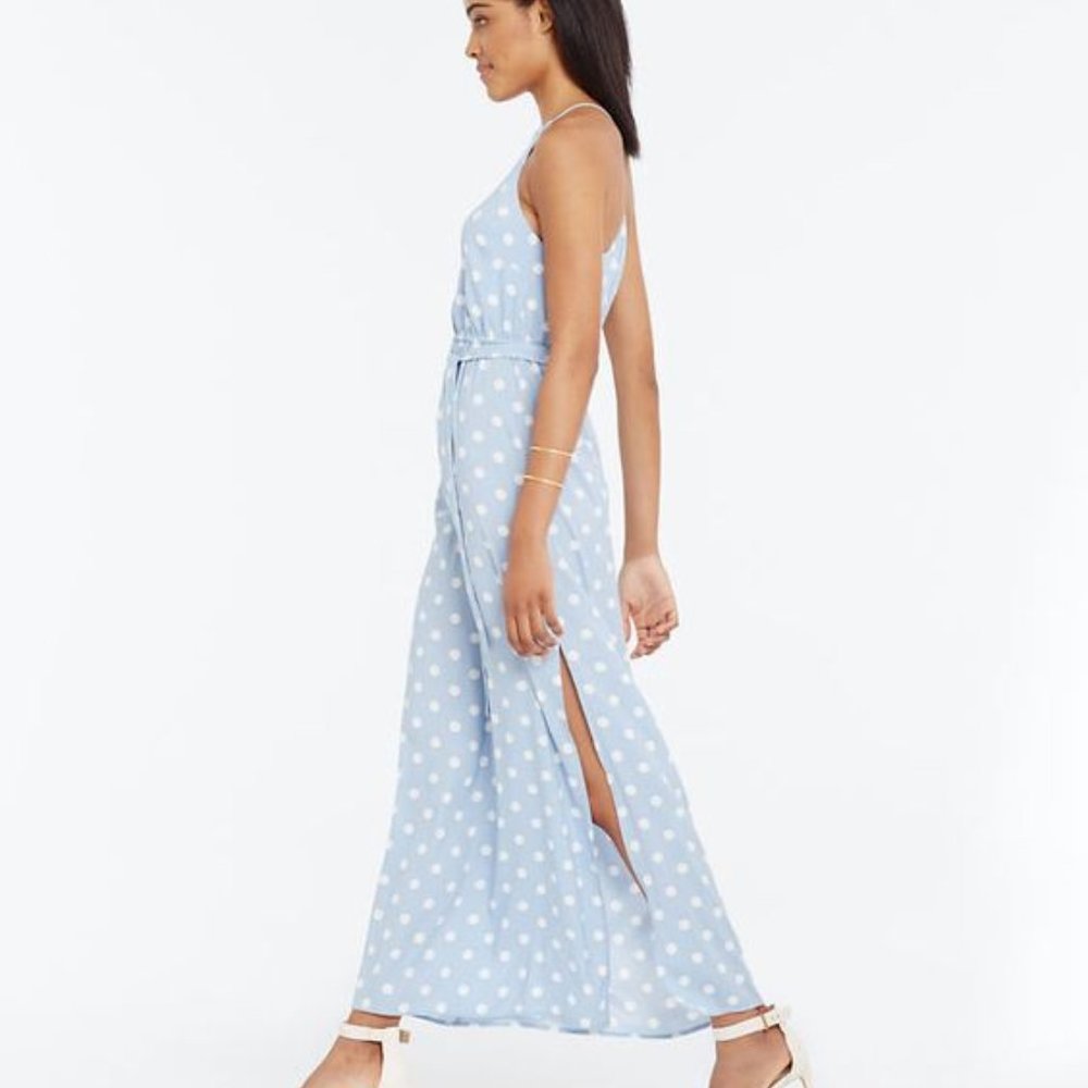 Ann Taylor Blue Polka Dot Maxi Dress